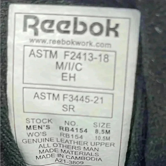 Reebok Men's Classic Work Sneaker CLUB MEMT WORK RB4154 Composite Toe US Sz 8.5M - Picture 6 of 11